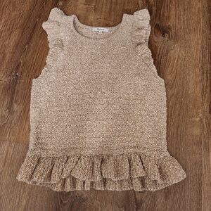 Madewell Nicollet Textured Knit Sweater Tank With Ruffle Detail in Tan/Oatmeal